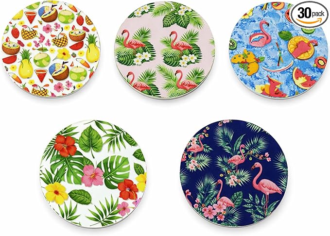 Geiserailie 30 Pcs Adhesive Patch Compatible with Dexcom G7 Summer Tropical Hawaii Pre-Cut No Glue in the Center Sensor Cover for Continuous Glucose Monitor Long Fixation Flexible Breathable