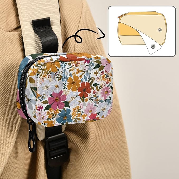 Colorful Flowers01 Travel Pill Organizer Case Box Container Weekly Portable Vitamin Medicine Holder Storage Bag with Zipper Removable