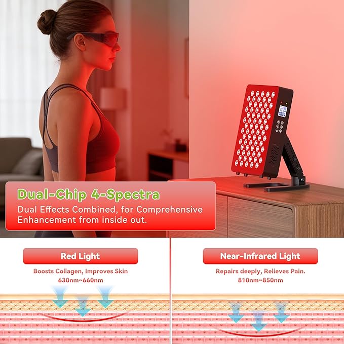 Red Light Therapy for Body, 660nm 850nm Near Infrared Lamp with Timer and Remote, 70 Dual Chip LEDs Device with 350W of Power, Ideal for Face and Body (M70)