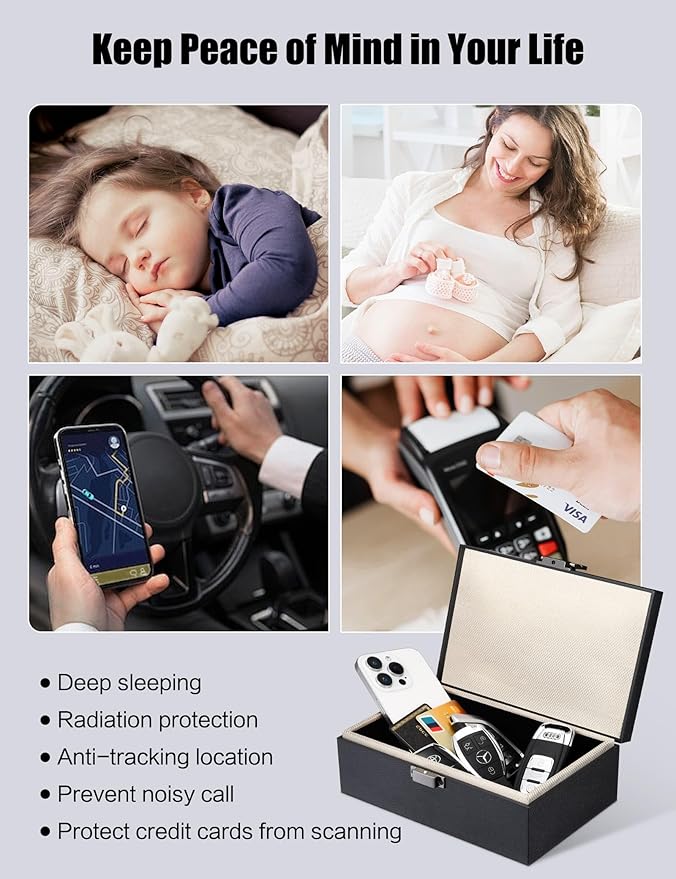 Faraday Box, RFID Key Fob Protector, 8.0" x 5.2" x 2.8" Anti-Theft Signal Blocking Shielding Cage with Faraday Pouch 2 Pack