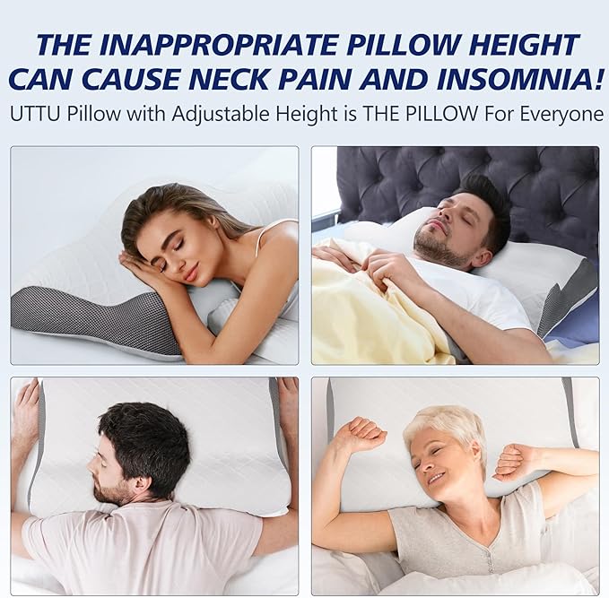 Memory Foam Bed Pillow for Sleeping, Ergonomic Cervical Neck Support Orthopedic Contour Pillow for Side Back Stomach Sleeper, Neck and Shoulder Pain Relief Anti Snoring Pillow (Standard, 1)