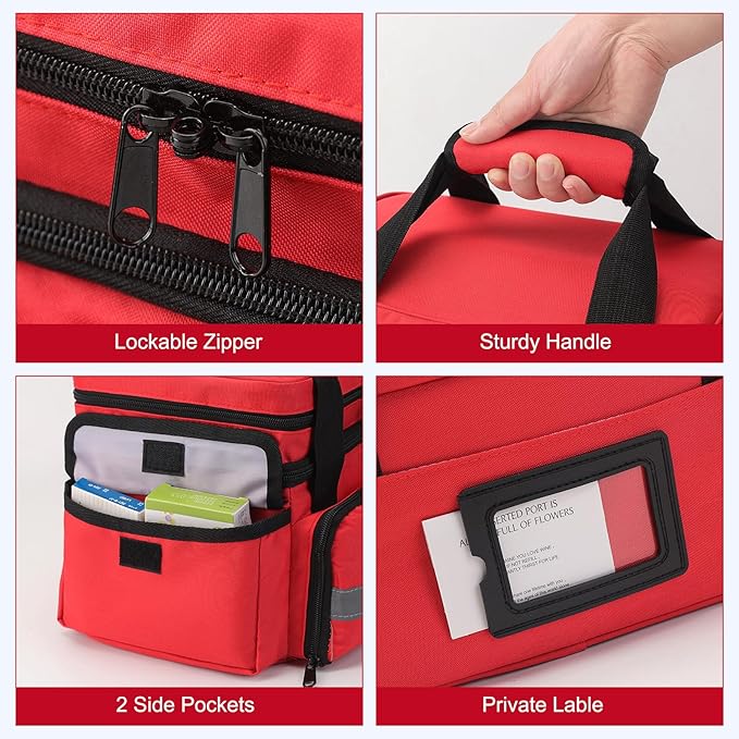 Medicine Organizer with Adjustable Divider, Double-Layer Medicine Bottle organizer Storage, Portable Home Health First Aid Bag, Medicine Organizer Box for Emergency Medications (Bag Only)