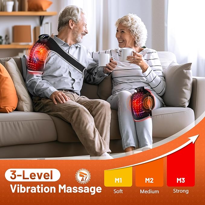 Red Light Therapy Knee Brace, Vibration Knee Massage with Extension Band, Wireless Rechargeable Controller,660nm and 850nm Near Infrared Light Therapy Device for Knee/Elbow/Shoulder Pain Relief