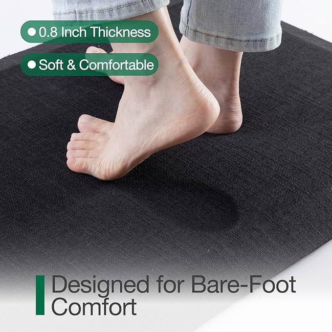 LUMI Anti Fatigue Cushioned Comfort Mats for Standing, 3/4 Thick Ergonomic Mats for Desk Office, Non-Slip, Ultra Soft, Memory Foam Rugs for Home, Kitchen, Laundry, 20"x39", Black