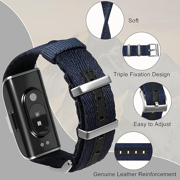 Nylon Leather Compatible with Hume Band Replacement,Adjustable Clasp Buckle & Loop Closure for Secure,Sport Lightweight Fabric Strap for Hume Health Band Fitness Tracker Women Men