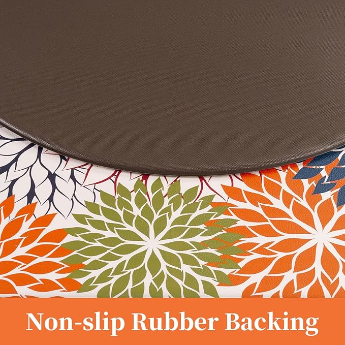 PVC Anti-Fatigue Semi Circle Kitchen Mats, Non-Slip Kitchen Rugs, Comfort Standing Runner Rug, Multipurpose Indoor Mats for Laundry, Office, Bedroom, Sink, Bathroom,Colorful,size18 x30