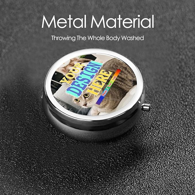 Custom Pill Box, Personalized Round Pill Case, Customized Vitamin Pill Organizer for Purse Pocket Travel