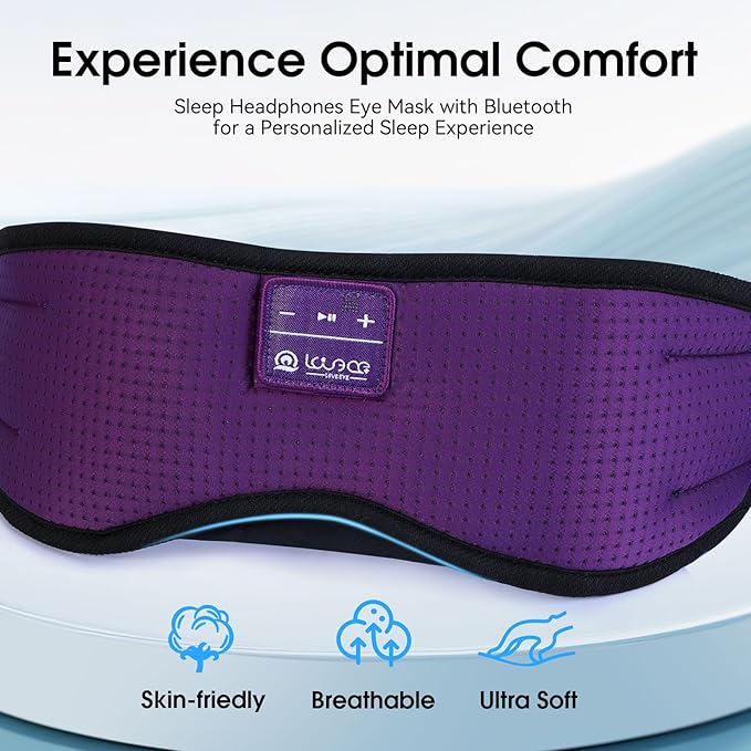 LOVE EYE Sleep Headphones Bluetooth 5.4 Sleeping Eye Mask Wireless Music Earphones with HD Speakers for Side Sleepers Total Blackout Cotton Mask for Travel, Home, Office, Unique Gifts