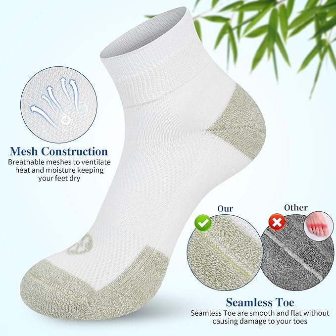 Diabetic Socks for Men,6 Pairs Ankle Mens Diabetic Socks,Diabetic Neuropathy Socks for Men Size 9-11/10-13/13-15.