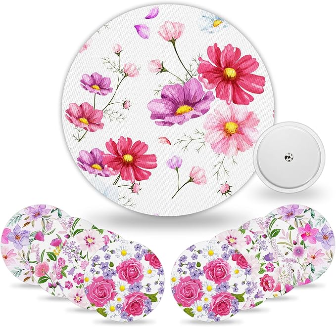 HONYOU Libre 2 Plus Sensor Covers Waterproof 15 Days Long-Stay Lingo Glucose Monitor Patch Pink Floral Pattern CGM Sensor Overpatch No Hole, Hypoallergenic & Latex-Free Sweatproof 15Pack