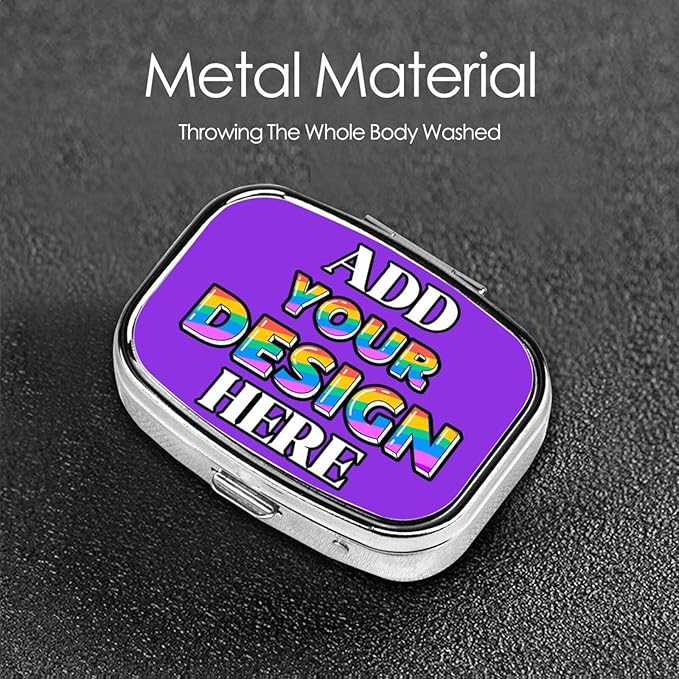 Custom Pill Organizer, Medicine Pill Box Case Container Travel Pill Holder Vitamin for Purse Med Wallet Portable Mini Pastillero Square, Blue Violet, Personalized Gifts
