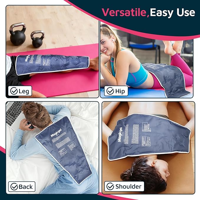 Magic Gel Leg Ice Pack - Professional Cold Therapy - Wrap Around Shin Ice Packs - Full Leg Ice Pack Wrap Around Entire Legs - Cool Down Your Legs Shins Hamstrings - Grey