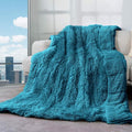 Cottonblue Adults Weighted Blanket 17lbs 60x80 inches for Queen Bed, Faux Fur Sherpa Weighted Blanket for Sofa Couch Bed, Plush Cozy Bed Blanket with Glass Beads for Calm and Relax,Teal Green