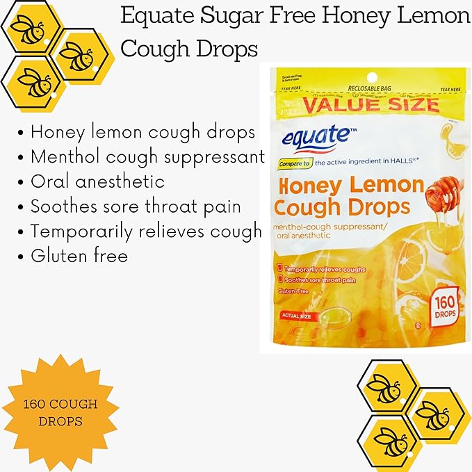 Cough Drops Honey Lemon Equate160 Count Dietary Supplement Includes Pill Organizer
