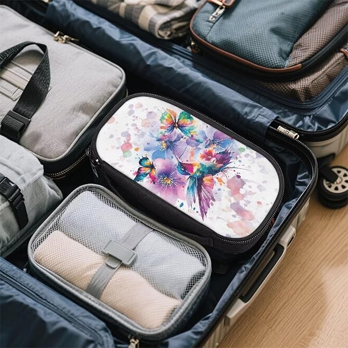 Hummingbird Butterfly Insulin Cooler Travel Case Diabetic Medicine Carrying Bag Large Storage Insulated Organizer Medication Cooler Bag for Insulin Pens and Diabetes