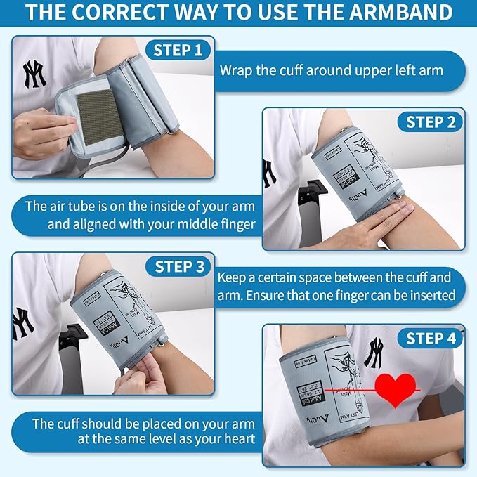 8.6-26 Inches (22-66cm) XXL Blood Pressure Cuff with 6 Connectors, Extra Large BP Replacement Cuff Compatible All Automatic Blood Pressure Monitors, for Normal and Big Arms (BP Cuff Included Only)