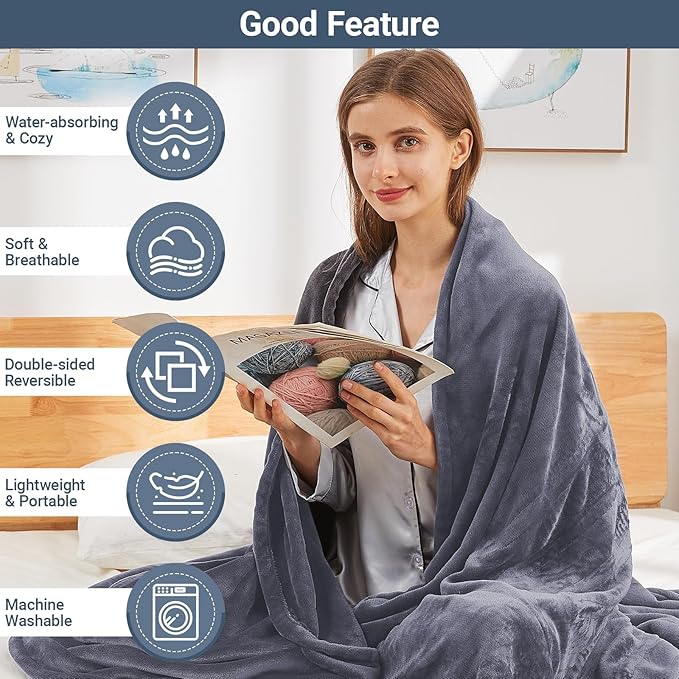 Grounding Blanket 60x80 inch Grounding Sheets Queen, Grounding Mat for Improved Sleep, Relieving Pain,Conductive Grounded Mats with Grounding Cord (Gray, 60 * 80 in)