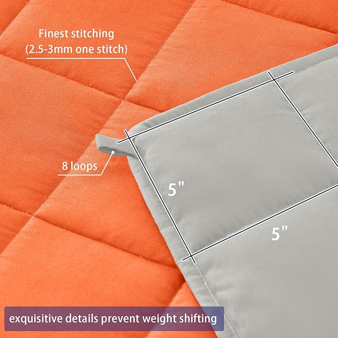 yescool Weighted Blanket for Adults (25 lbs, 88” x 104”, Orange) Cooling Heavy Blanket for Sleeping Perfect for 240-260 lbs, King Size Breathable Blanket with Premium Glass Bead