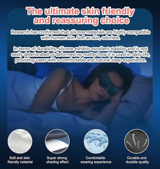 Moisture Chamber Sleep Mask for Dry Eyes – Washable Reusable Silicone Goggles with Adjustable Strap, Lightweight & Comfortable for Night Use, Helps Relieve Dry Eye Symptoms (Matte Black)