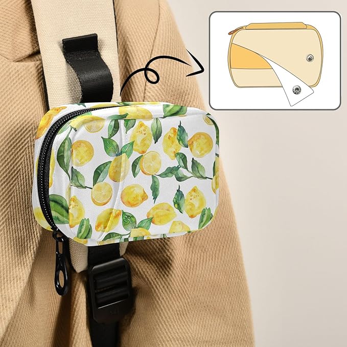 Yellow Lemons and Green Leaves Travel Pill Cases Bag, Weekly Pill Case Portable 7 Days Cute Pill Organizer with Zipper