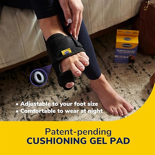 Dr. Scholl's BUNIONRELIEF & TOE CORRECTOR Massaging Gel-Bunion Splint & Big Toe Straightener-Orthopedic-Bunion for Women&Men Bunion Pads for-BunionPainRelief,1 Support Set (Left&Right),(Pack of 2)