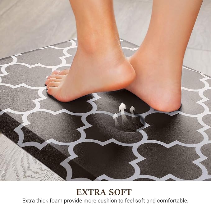 WISELIFE Kitchen Mat Cushioned Anti-Fatigue Kitchen Rug,17.3"x 39",Non Slip Waterproof Kitchen Mats and Rugs Heavy Duty PVC Ergonomic Comfort Mat for Kitchen, Floor Home, Office, Sink, Laundry