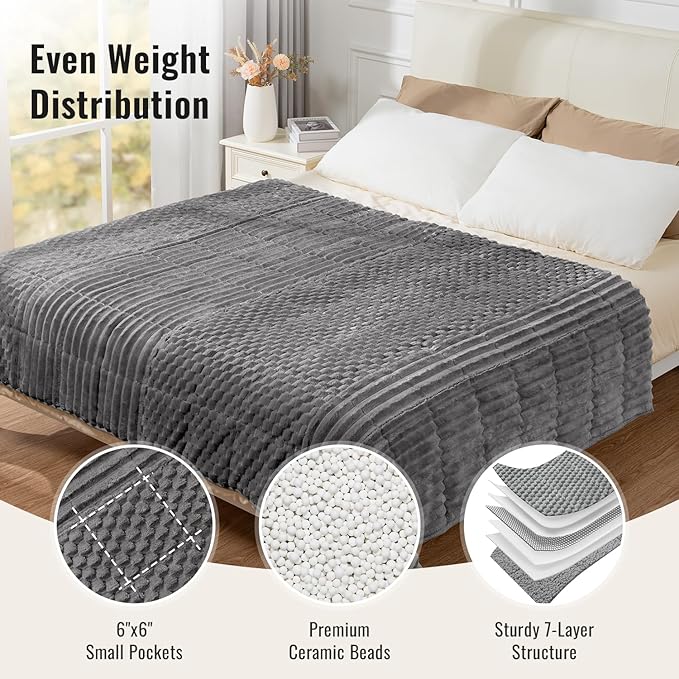 Uttermara Fleece Weighted Blanket for Adults King Size 15lbs, Soft Sherpa Weighted Blankets for Sleeping and Calming, Fuzzy Heavy Blanket for Bed and Couch, 80 x 87 Inches, Grey