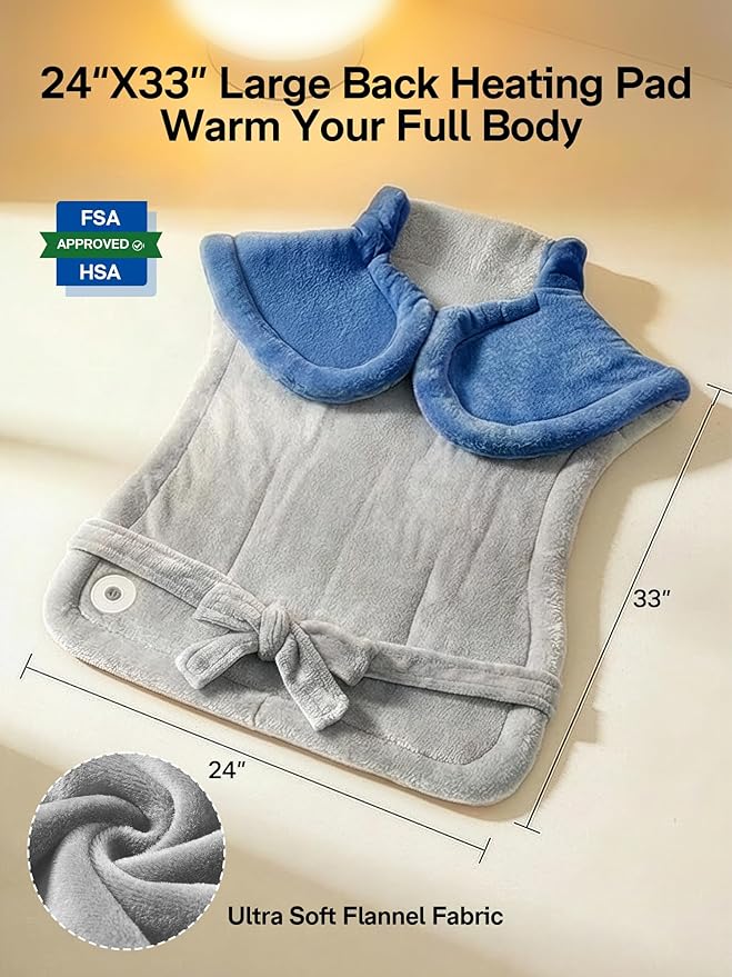 ALLJOY Heating Pad for Back, 24"x33" Weighted Heating Pads for Neck and Shoulder, Gifts for Women Men, Back Heating Pads Fast-Heating with 10 Heat Settings, 4 Timing Setting