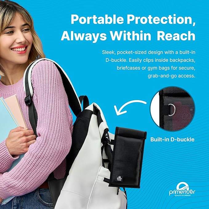 Faraday Bag – Anti-Theft & Distraction-Free Signal Blocking Pouch | RFID Protection for Phones, Keys & Cards | Fireproof & Waterproof | Ideal for School, Work & Travel Black