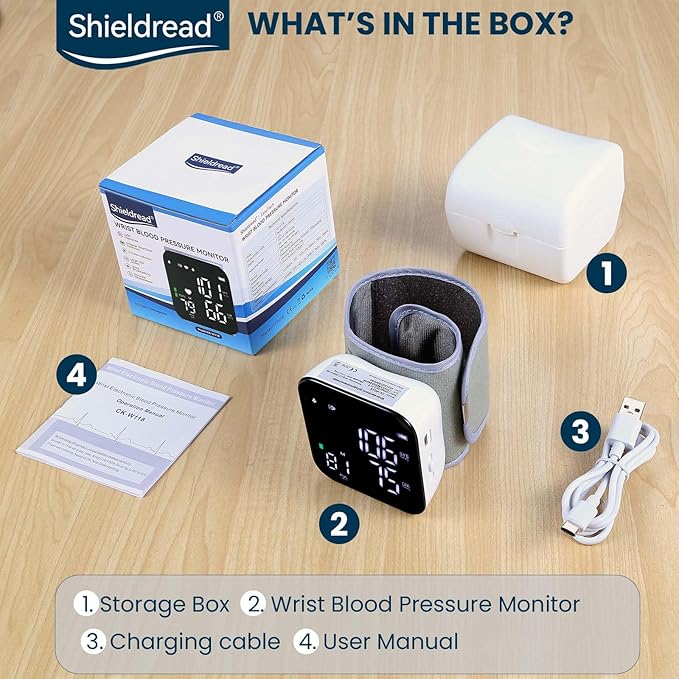 Rechargeable Blood Pressure Monitor Adult Cuff, Blood Pressure Cuff Wrist with Voice Broadcast, Blood Pressure Machine with Irregular Heartbeat, Including Travel Case & USB Cable