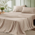 Bedsure Queen Sheet Set - 4 Pieces Soft Queen Size Sheets - Breathable & Cooling - Hotel Luxury - Easy Care Polyester Microfiber Bedding for Women, Men, Beige