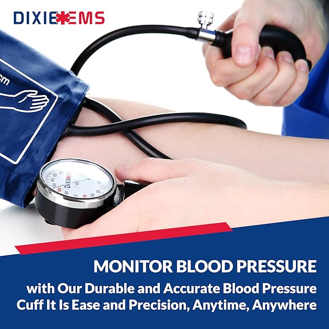 Dixie EMS Deluxe Aneroid Sphygmomanometer Blood Pressure D-Ring Cuff - Royal Blue
