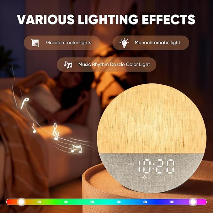 Stillstorm Hatch Alarm Clock, Fabric Dimmable Night Light for Heavy Sleepers, Sunrise Wake Up Light, White Noise Machine for Baby, Dual Alarm Function 30 Sleep Sounds, with 17 Light Effects