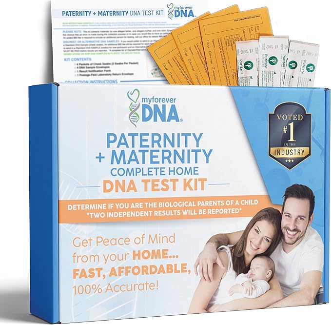 Home Paternity + Maternity DNA Collection Kit, 24 DNA (Genetic) Marker Test | Private & Confidential, Fast Results 1-3 Business Days