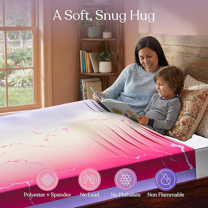 Deep Pressure Sensory Bed Sheet – Queen Sensory Compression Sheet Breathable Sleep Pod Blanket for Better Sleep Support – Calming Compression Blankets for Kids and Adults Pink and Purple