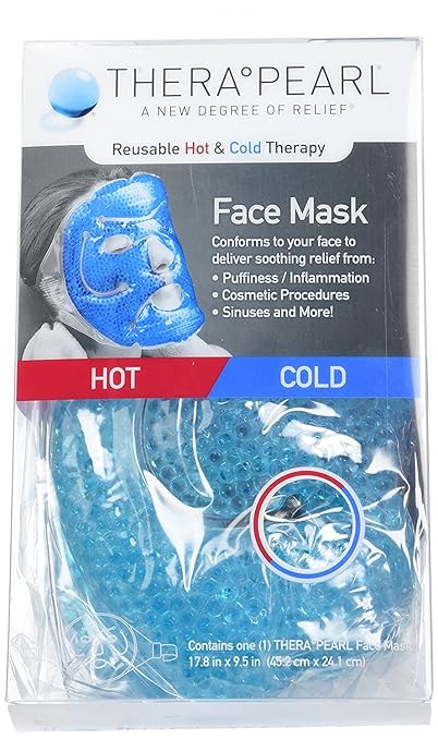 THERA°PEARL Face Mask, Reusable Hot Cold Ice Therapy Mask with Gel Beads, Flexible Cold Eye Mask for Acne, Swollen Face, Puffy Eyes, Relaxation, and Stress Relief