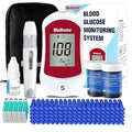 Blood Glucose Monitor Kit, Diabetes Testing with 100 Glucometer Strips,100 30G Lancets, 1 Lancing Device, 1 Blood Sugar Monitor with Control Solution, Large Menory Capacity, No Coding.
