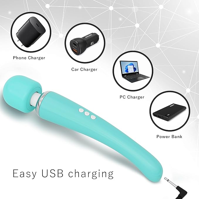 Therapeutic Cordless Massager - Powerful Massage Tool Handheld 8 Speeds 20 Patterns - Rechargeable Hand Massagers for Sore Muscles - Hand Held Massage Tool for Neck & Back