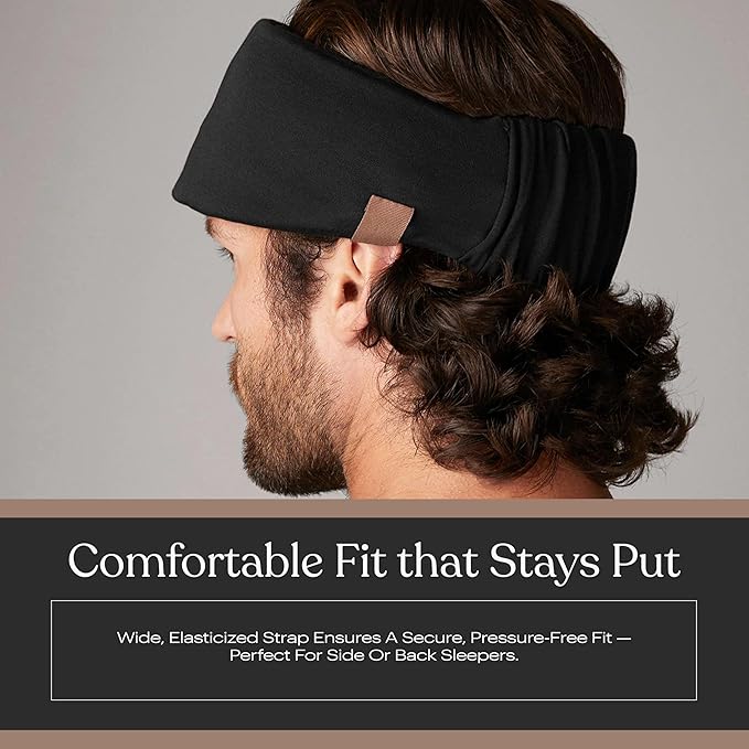 Lunya Washable Silk Sleeping Mask - Thermoregulating Mulberry Silk, Light Blocking and Comfortable Fit – Sleep Mask for Women and Men with Box - Immersed Black - Small