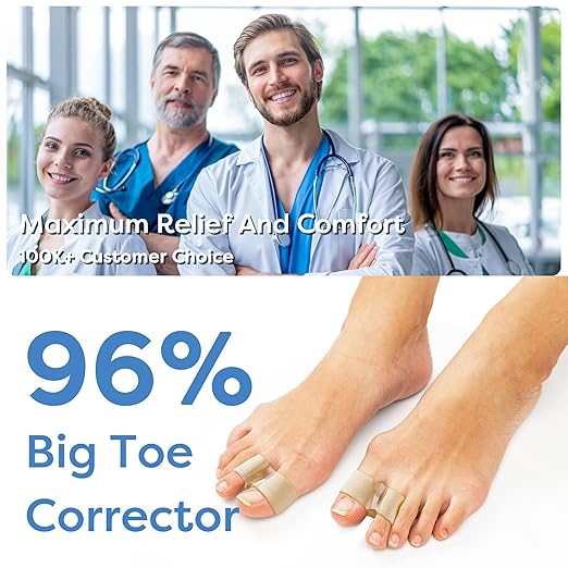 Big Toe Spacer/Corrector,Overlapping Toes, Bunion Pain Relief, Toe Alignment, Soft Silicone/Gel, 2 Loop,Day Night Wear,3 Sizes,Comfortable, Washable. (Beige, LARGE:WOMEN 11.5-14 MEN 9.5-14)