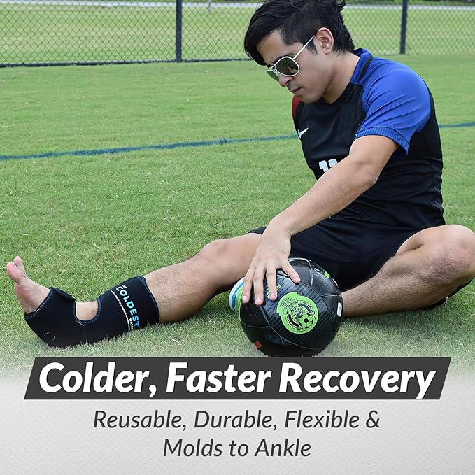 Coldest Foot Ankle Achilles Tendonitis Icing Pain Relief Ice Wrap with Cold Compression Gel Packs | Best for Achilles Tendon Injuries, Plantar Fasciitis, Heel and Sore Feet Cold Therapy