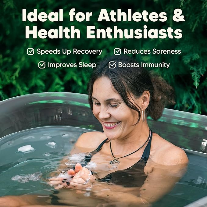 Inflatable Ice Bath Tub -Large Clear See Through -Ice Plunge Tub for Cold Water Therapy - Portable Cold Plunge Tub - Indoor & Outdoor - Inflatable Tub for Adults - Ice Tub for Athletes