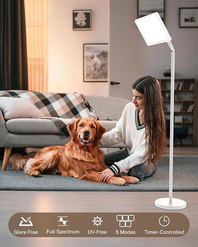 Sunlight Lamp, 12000 Lux Full Spectum Sun Lamp Natural Light Lamp for Home/Office/Morning Routine, 4 in 1 Mount, 5 Mode Adjustable 10 Brightess Levels, 5 Color Modes,Timer, Memory
