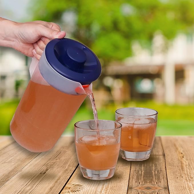 Water Pitcher with Lid 1 Gallon Pitcher, Freezer/Dishwasher Safe, BPA Free & Phthalate Free - Navy
