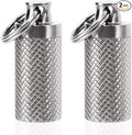 TISKY 2Pack Titanium Keychain Pill Holder Container,Waterproof Portable Pill Box Case for Purse or Pocket, Pill Fob Medicine Organizer for Outdoor Travel