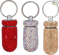 3PCS Bling Crystal Rhinestone Portable Pill Case Pill Container Waterproof Pill Holder with Keychain Glitter Travel Pill Box Small Medicine Dispenser Bottle Storage for Outdoor Camping Travel,20