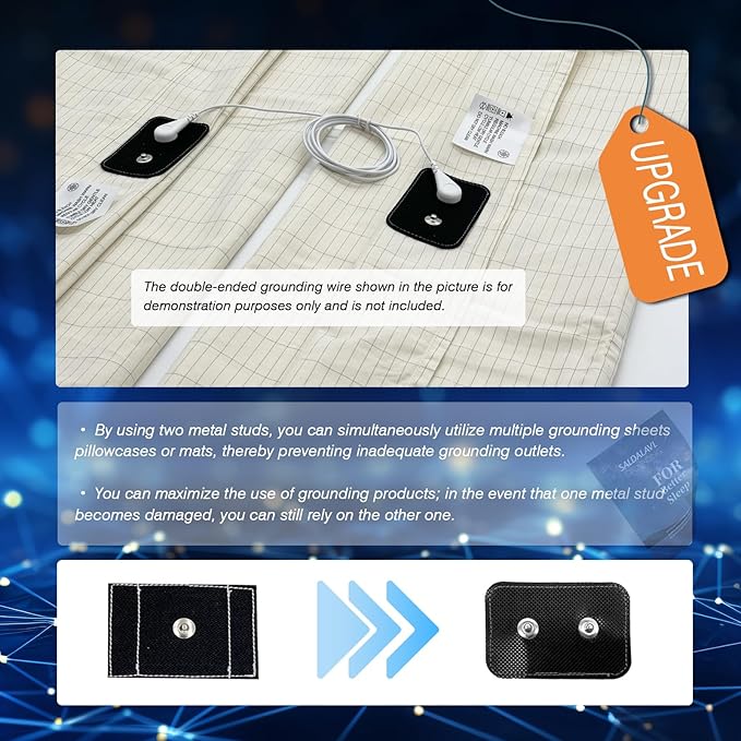 Conductive Grounding Sheet Queen10% Silver Fiber Organic Cotton Grounding Sheets with 15ft Cable for Better Sleep Increase Energy 60x80in