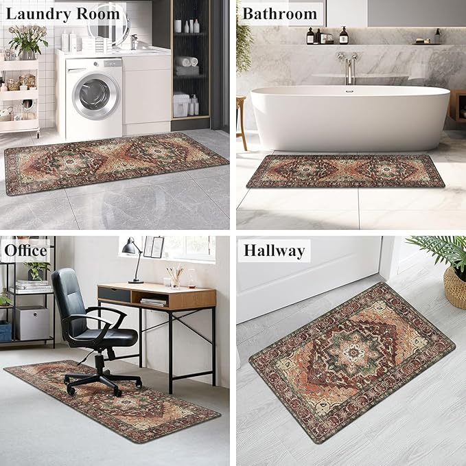 Cushioned Kitchen Rug Sets 3 Piece Anti Fatigue Kitchen Mats for Floor Non Slip Waterproof Kitchen Rugs and Mats Comfort Standing Mat Runner for Home Office,Sink,Laundry