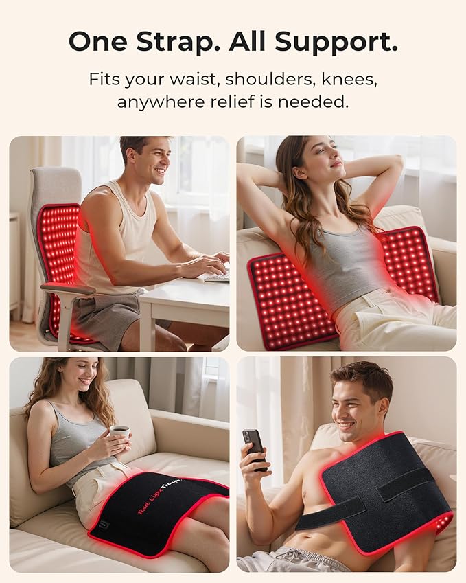 Red Light Therapy Mat, 24"x 12" Large Red Light Therapy Pad with Controller, 660nm & 850nm Near Infrared Light Therapy with Timer, Pulse Mode, 242 LED Beads, Back Shoulder Joint Pain Relief