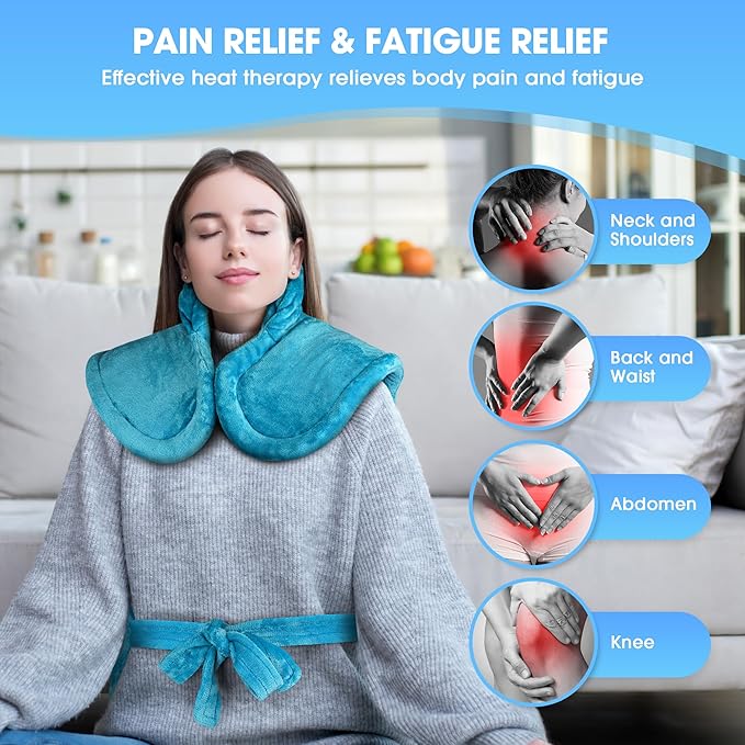 Electric Heating Pad for Neck and Shoulders and Back Pain Relief, FLUFFYWARMTH 24"x33" Large with 3 Heating Levels and 3 Timers Auto Off, ETL & FCC Certified, Neck Shoulder Back Heating Heat Pad
